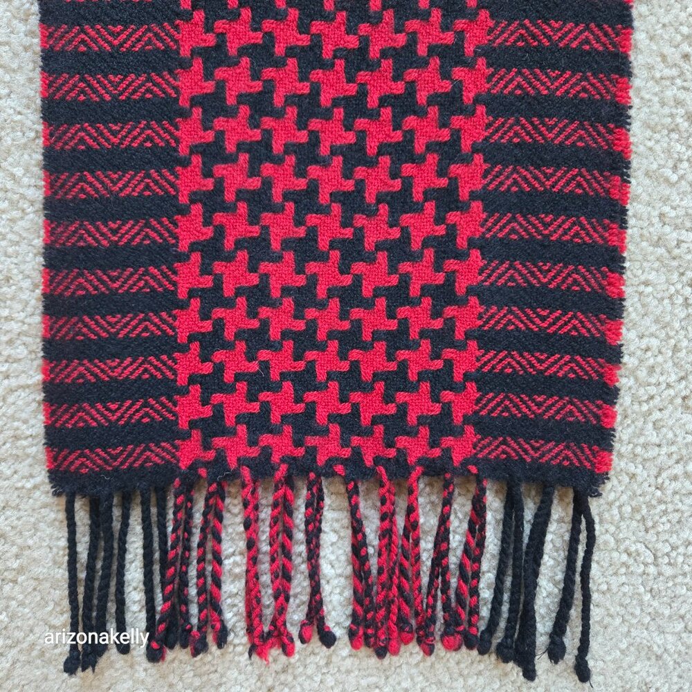 Charter Club Cashmere Houndstooth Scarf Black and Red - Picture 4 of 10
